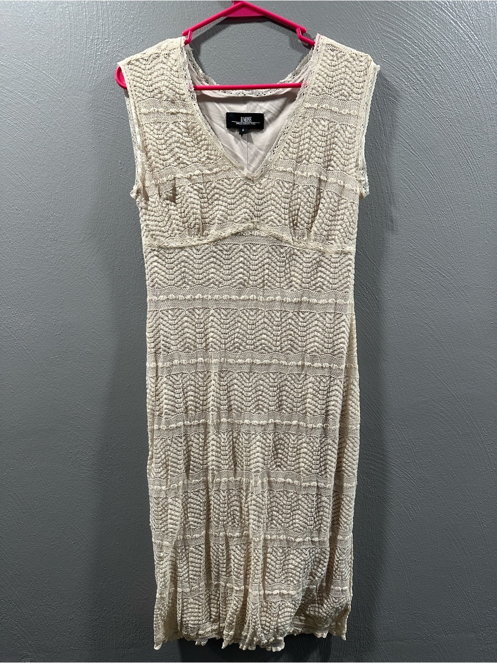 Tailor B. Moss Cream Crochet V‑Neck Midi Dress